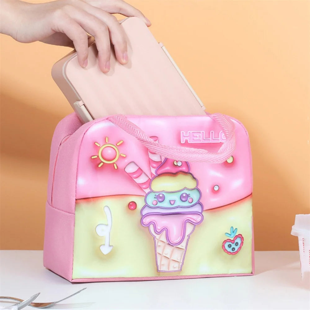 Kids Lunch Bag for School Portable Thermal Bag Children Cartoon Insulated Lunch Bag Cooler Bento Pouch Dinner Picnic Handbags