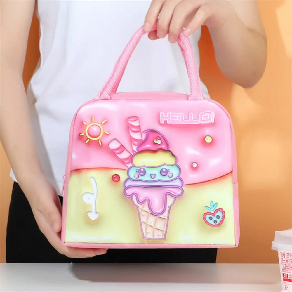Kids Lunch Bag for School Portable Thermal Bag Children Cartoon Insulated Lunch Bag Cooler Bento Pouch Dinner Picnic Handbags