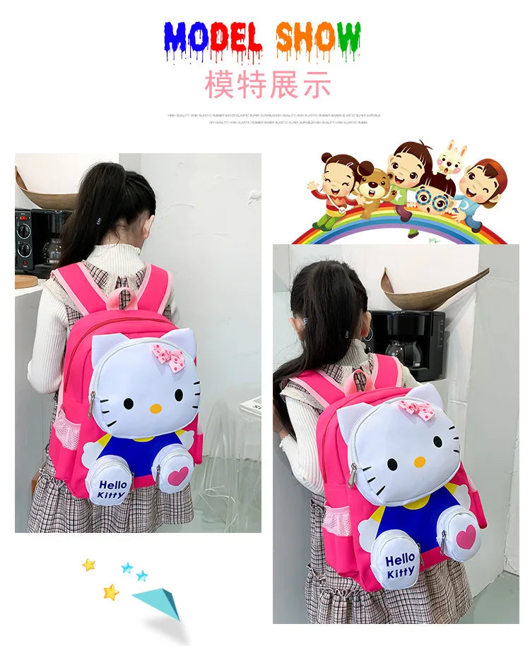 Hello Kitty Kids Backpack Cute Cartoon School Bag for Girls 3-9 Years Kindergarten Fashion Small Backpack Ipad