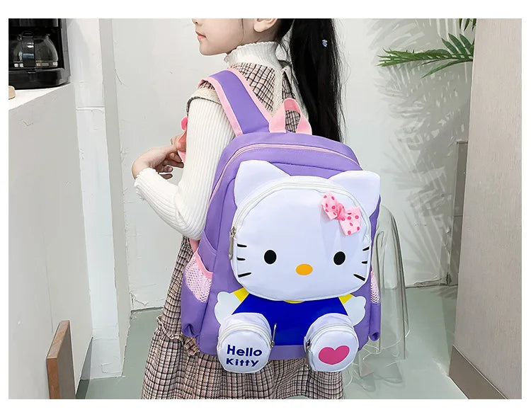 Hello Kitty Kids Backpack Cute Cartoon School Bag for Girls 3-9 Years Kindergarten Fashion Small Backpack Ipad