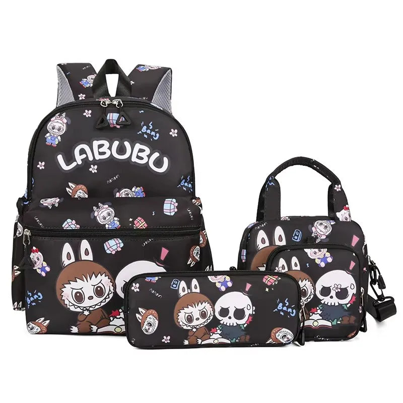 4Pcs School Bag Set For Elementary School Students Cartoon Printed Hello Kitty Kuromi Junior High School Backpack With Pen Bag