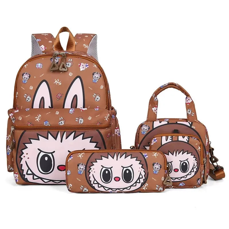 4Pcs School Bag Set For Elementary School Students Cartoon Printed Hello Kitty Kuromi Junior High School Backpack With Pen Bag