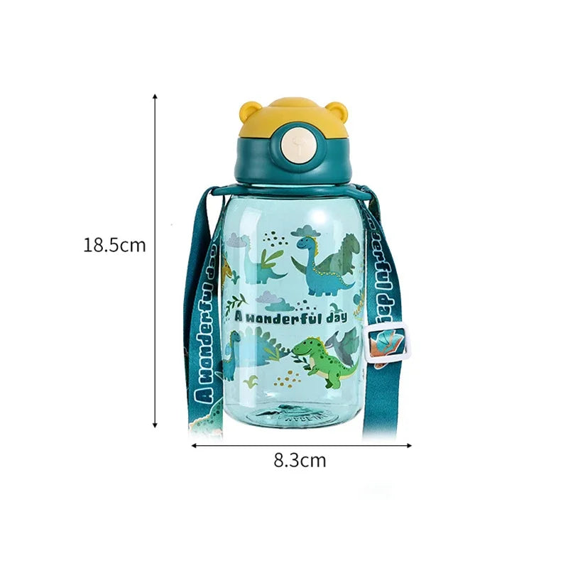 1PC Kids Water Sippy Cup Kids Water Bottle with Straw and Handle Portable Drinking Bottle Cup Children Kawaii Water Bottle
