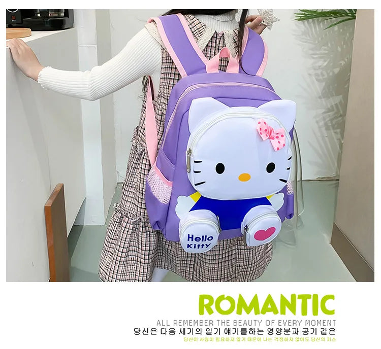 Hello Kitty Kids Backpack Cute Cartoon School Bag for Girls 3-9 Years Kindergarten Fashion Small Backpack Ipad