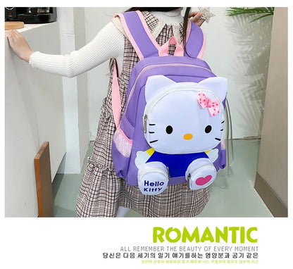 Hello Kitty Kids Backpack Cute Cartoon School Bag for Girls 3-9 Years Kindergarten Fashion Small Backpack Ipad