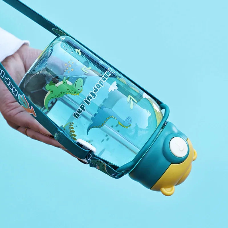 1PC Kids Water Sippy Cup Kids Water Bottle with Straw and Handle Portable Drinking Bottle Cup Children Kawaii Water Bottle