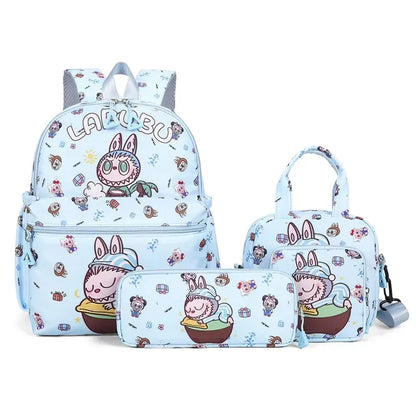 4Pcs School Bag Set For Elementary School Students Cartoon Printed Hello Kitty Kuromi Junior High School Backpack With Pen Bag