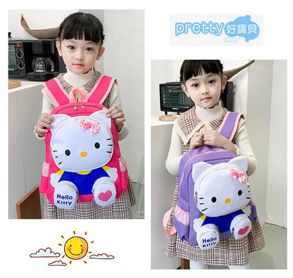 Hello Kitty Kids Backpack Cute Cartoon School Bag for Girls 3-9 Years Kindergarten Fashion Small Backpack Ipad