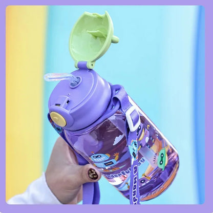 1PC Kids Water Sippy Cup Kids Water Bottle with Straw and Handle Portable Drinking Bottle Cup Children Kawaii Water Bottle