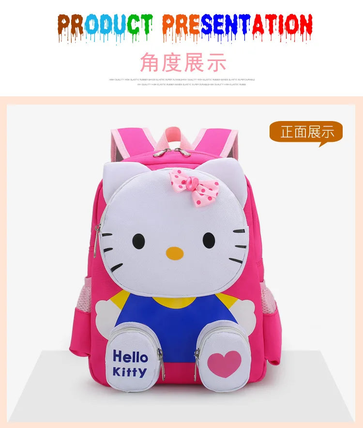 Hello Kitty Kids Backpack Cute Cartoon School Bag for Girls 3-9 Years Kindergarten Fashion Small Backpack Ipad