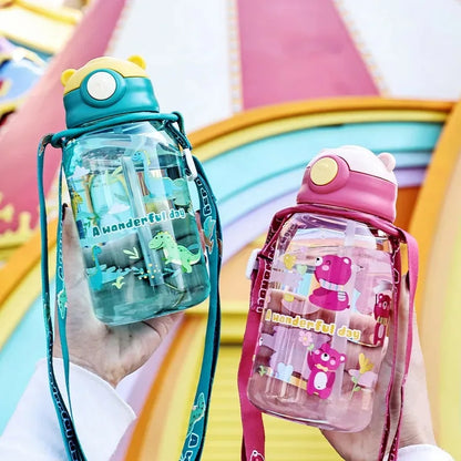 1PC Kids Water Sippy Cup Kids Water Bottle with Straw and Handle Portable Drinking Bottle Cup Children Kawaii Water Bottle