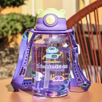 1PC Kids Water Sippy Cup Kids Water Bottle with Straw and Handle Portable Drinking Bottle Cup Children Kawaii Water Bottle