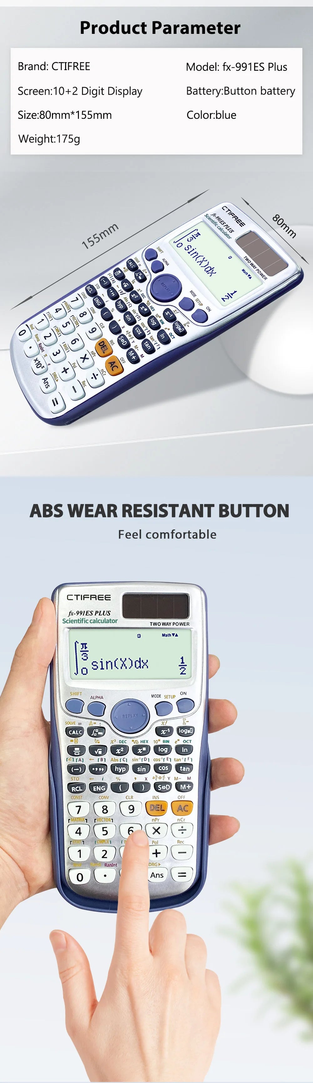 fx-991ES PLUS Multifunctional science function calculator-417function Specially designed for student exams, economical packaging