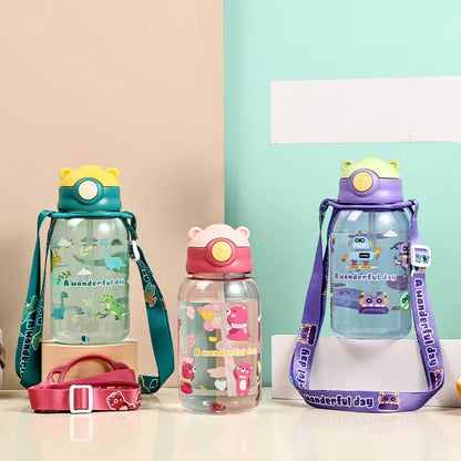 1PC Kids Water Sippy Cup Kids Water Bottle with Straw and Handle Portable Drinking Bottle Cup Children Kawaii Water Bottle
